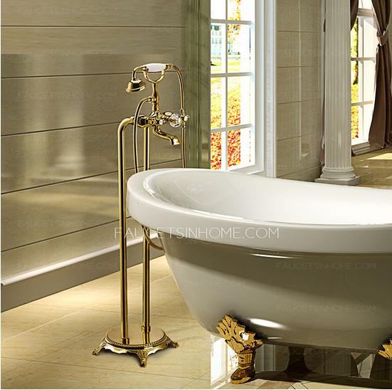 Golden Vintage Handle Freestanding Bahttub Faucet