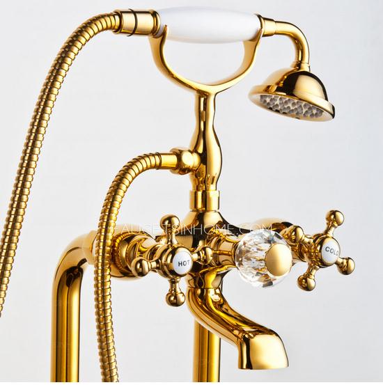 Golden Vintage Handle Freestanding Bahttub Faucet