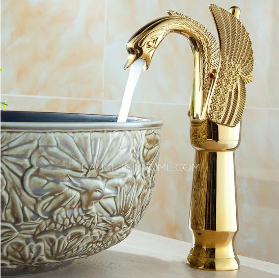 Gold Swan Design Bathroom Sink Faucet