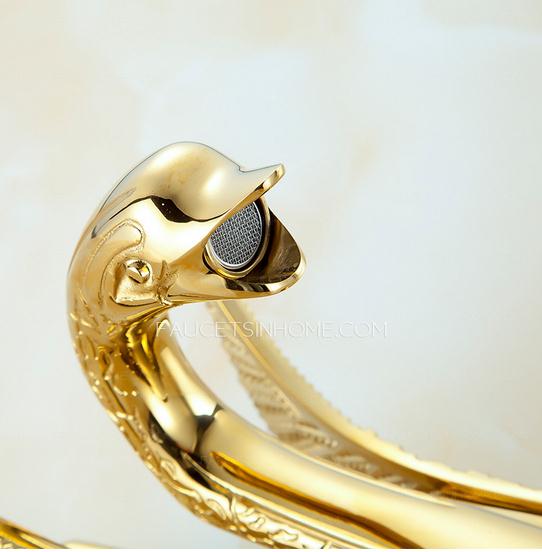 Gold Swan Design Bathroom Sink Faucet