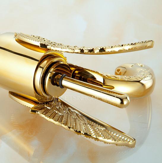 Gold Swan Design Bathroom Sink Faucet
