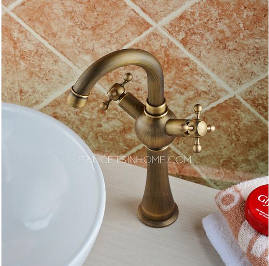 Vintage Heightening Antique Brass Bathroom Faucet