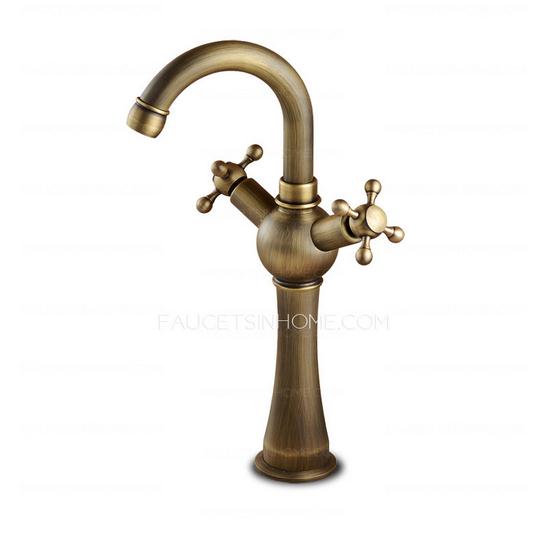 Vintage Heightening Antique Brass Bathroom Faucet