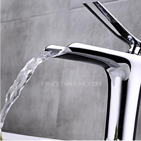 Copper Tall Vessel Waterfall Bathroom Sink Faucet