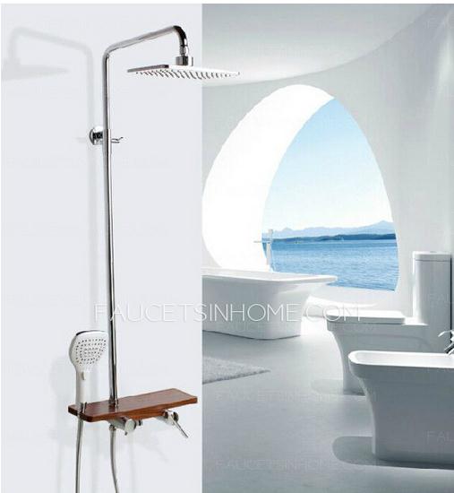 Shower Faucet With Wooden Shelf