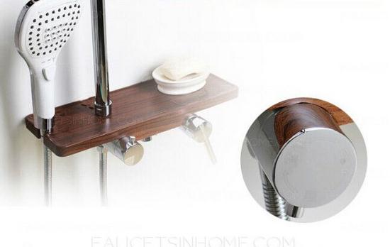 Shower Faucet With Wooden Shelf