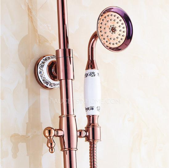 Retro Rose Gold Ceramic Shower Faucets