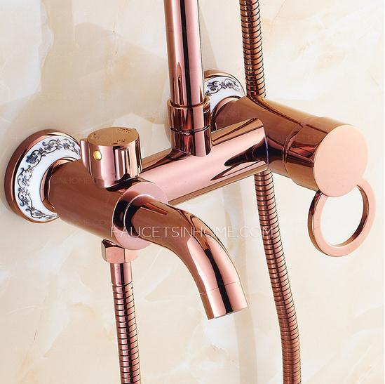 Retro Rose Gold Ceramic Shower Faucets