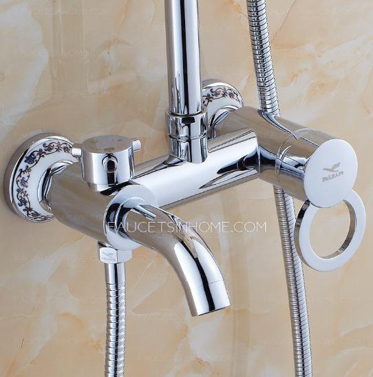 Antique Silver Ceramic Brass Shower Faucet