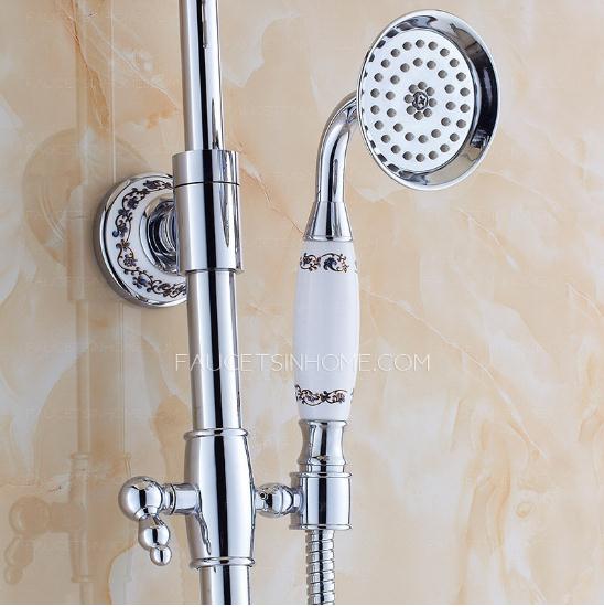 Antique Silver Ceramic Brass Shower Faucet