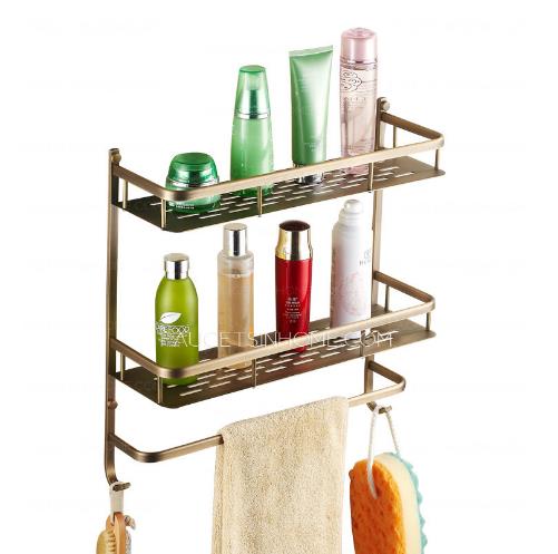 Double layer wall mounted bathroom shelves