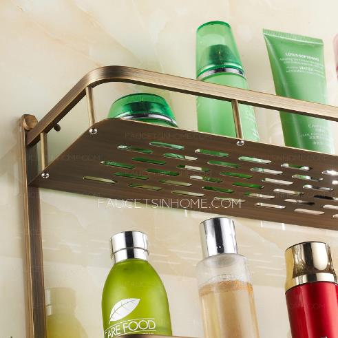 Double layer wall mounted bathroom shelves