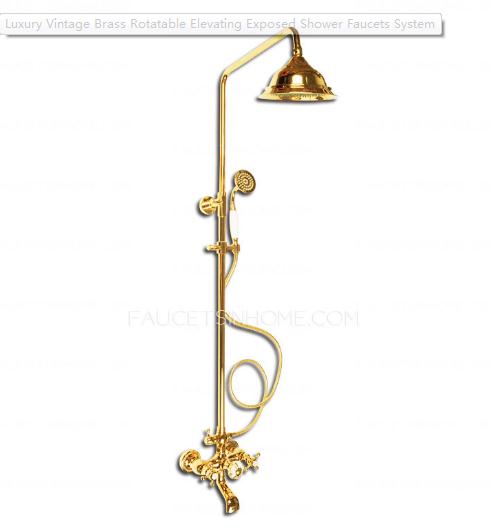 Luxury Vintage Brass Rotatable Shower Faucets