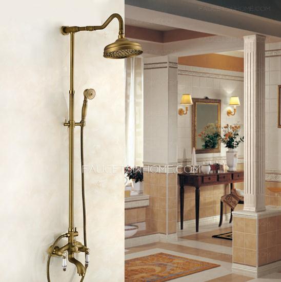 Antique Brass Lotus Top Shower Faucet System
