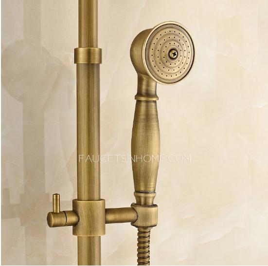 Antique Brass Lotus Top Shower Faucet System