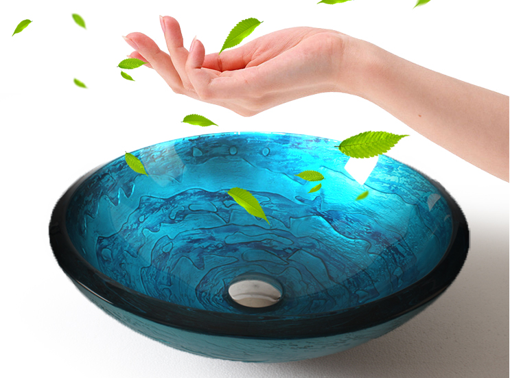 Cobalt Blue Vessel Sink Thicken Mediterranean Style