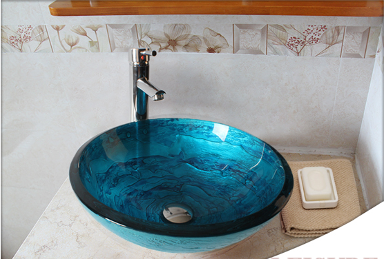 Cobalt Blue Vessel Sink Thicken Mediterranean Style