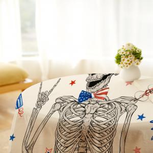 Riyidecor Independence Day Skull Table Cloth esistant Fabric Wrinkle Free Tablecloths Kitchen Dining Room Table Cover for Tables Outdoor Farmhouse Holiday, 52 x 70 Inch