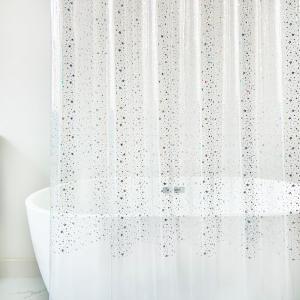 AMBZEK Clear Shower Curtain Holographic Iridescent Plastic Sheer Shower Liner 72Wx72H Inch