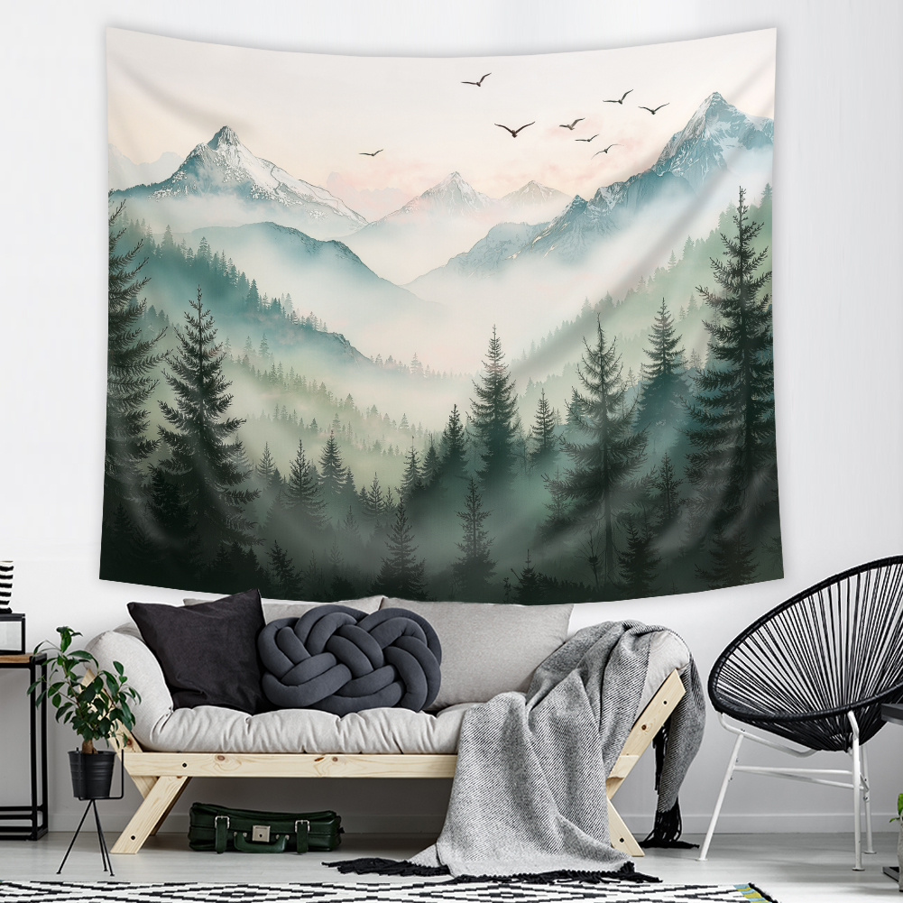Cinbloo Misty Mountain Tapestry 59Wx51H Inch Sage Green Nature Rustic Pine Tree Foggy Woodlands Birds Landscape Modern Wall Hanging Natural Men Classroom Home Dorm Decor Art Living Room Bedroom Cinbloo Misty Mountain Tapestry 59Wx51H Inch Sage Green Nature Rustic Pine Tree Foggy Woodlands Birds Landscape Modern Wall Hanging Natural Men Classroom Home Dorm Decor Art Living Room Bedroom