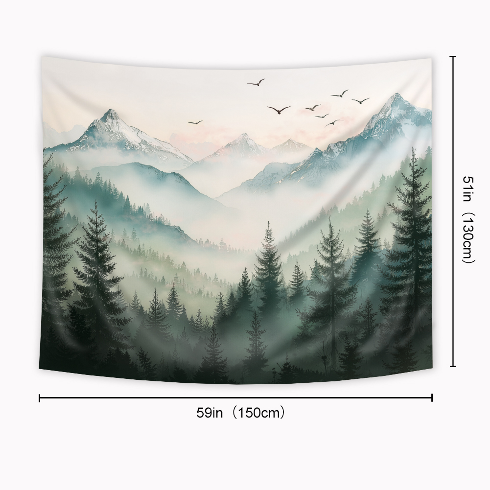 Cinbloo Misty Mountain Tapestry 59Wx51H Inch Sage Green Nature Rustic Pine Tree Foggy Woodlands Birds Landscape Modern Wall Hanging Natural Men Classroom Home Dorm Decor Art Living Room Bedroom Cinbloo Misty Mountain Tapestry 59Wx51H Inch Sage Green Nature Rustic Pine Tree Foggy Woodlands Birds Landscape Modern Wall Hanging Natural Men Classroom Home Dorm Decor Art Living Room Bedroom