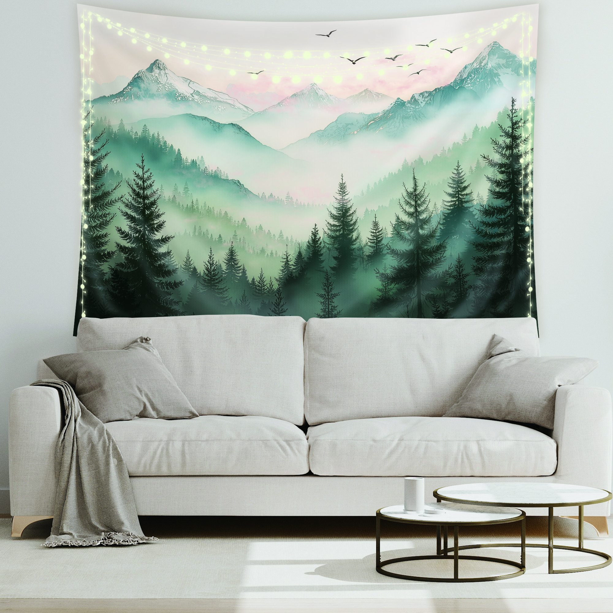 Cinbloo Misty Mountain Tapestry 59Wx51H Inch Sage Green Nature Rustic Pine Tree Foggy Woodlands Birds Landscape Modern Wall Hanging Natural Men Classroom Home Dorm Decor Art Living Room Bedroom Cinbloo Misty Mountain Tapestry 59Wx51H Inch Sage Green Nature Rustic Pine Tree Foggy Woodlands Birds Landscape Modern Wall Hanging Natural Men Classroom Home Dorm Decor Art Living Room Bedroom