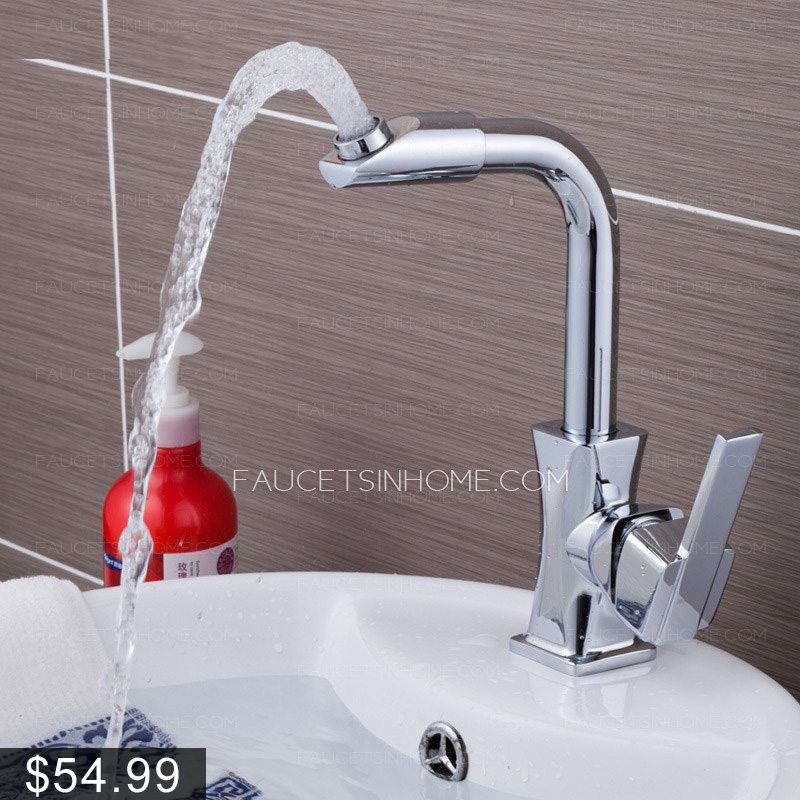 Good Rotatable Polished Brass Deck Mounted Bathroom Sink Faucet