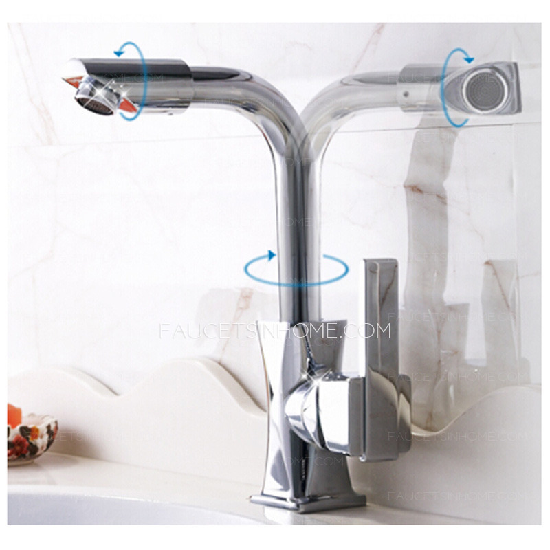Good Rotatable Polished Brass Deck Mounted Bathroom Sink Faucet