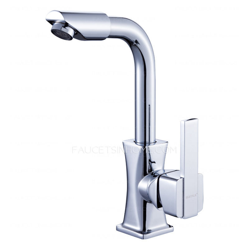 Good Rotatable Polished Brass Deck Mounted Bathroom Sink Faucet