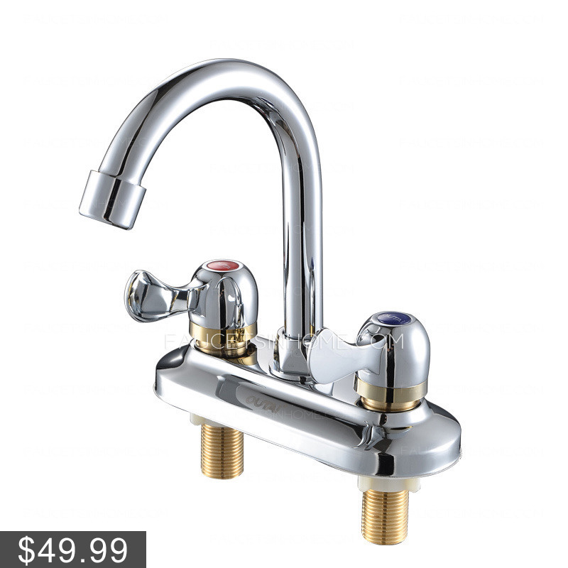 Simple two holes two handles bathroom sink faucet