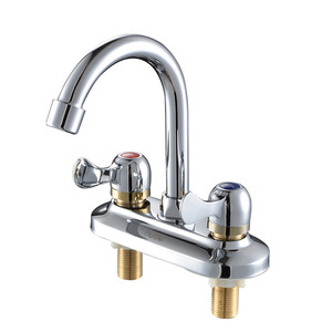 Simple two holes two handles bathroom sink faucet