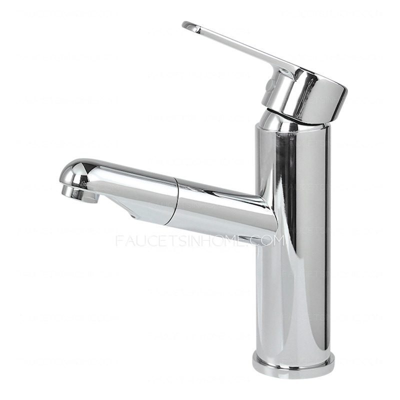 Convenient Pullout Spray Deck Mounted Bathroom Sink Faucet