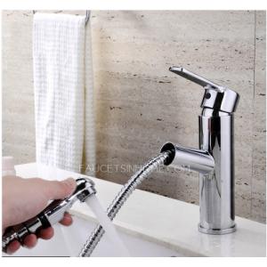 Convenient Pullout Spray Deck Mounted Bathroom Sink Faucet