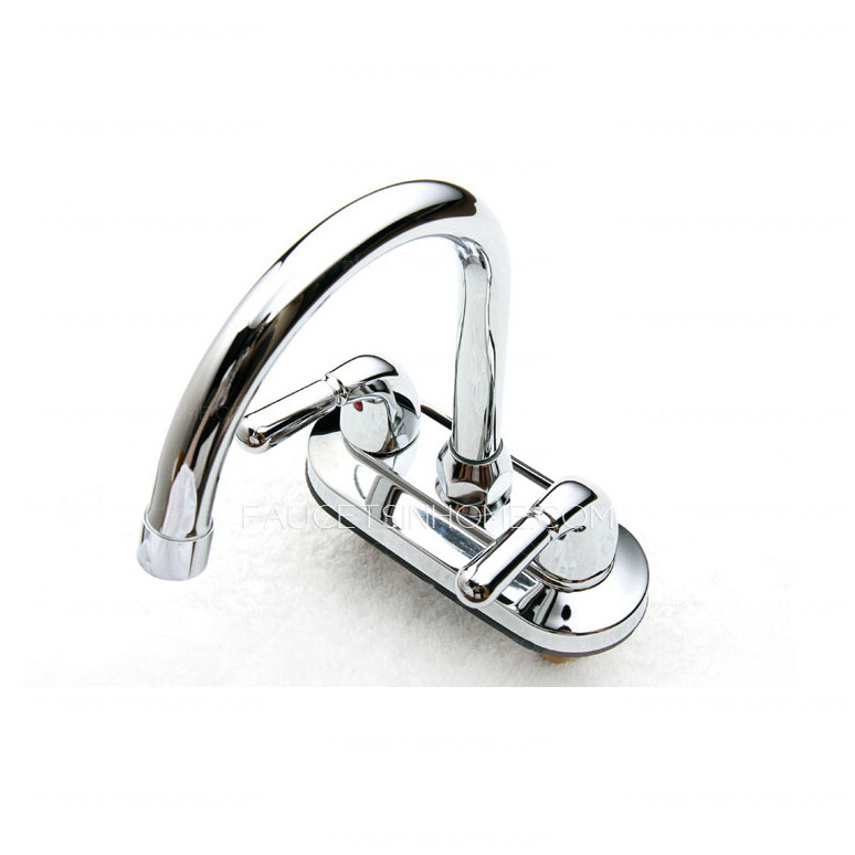 Modern Shaped Two Handles Deck Mounted Bathroom Sink Faucet