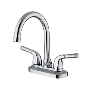 Modern Shaped Two Handles Deck Mounted Bathroom Sink Faucet