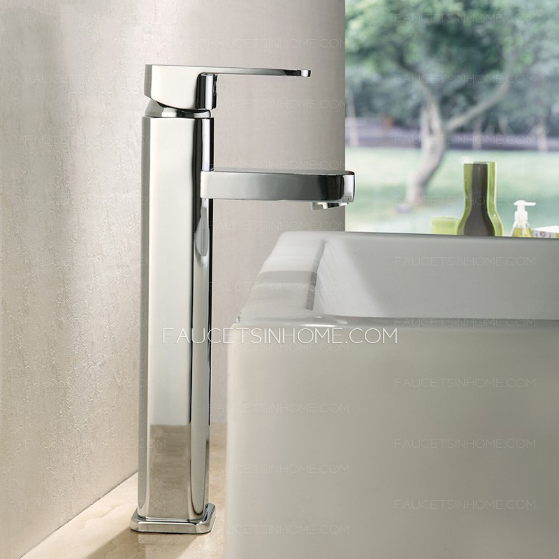 High End Top Mounted Square Vessel Bathroom Sink Faucet