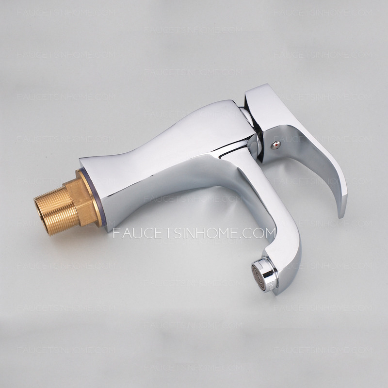 Shiny Heavy Silver Square Bathroom Sink Faucet