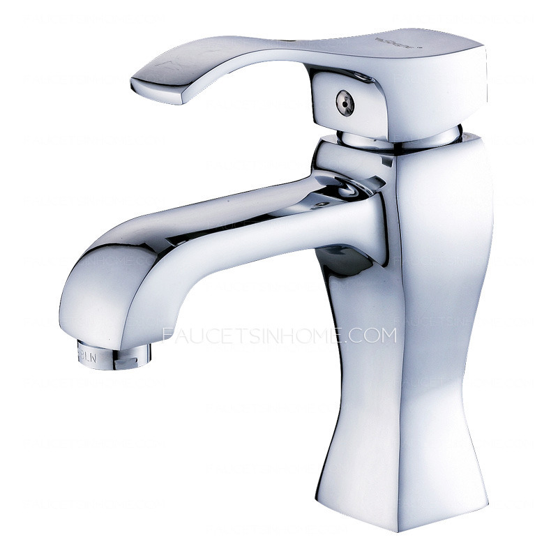 Shiny Heavy Silver Square Bathroom Sink Faucet