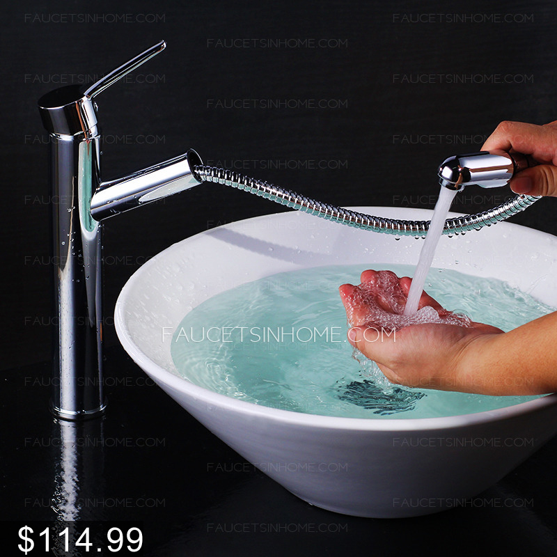 High End Pullout Spray Cold Water Bathroom Sink Faucet