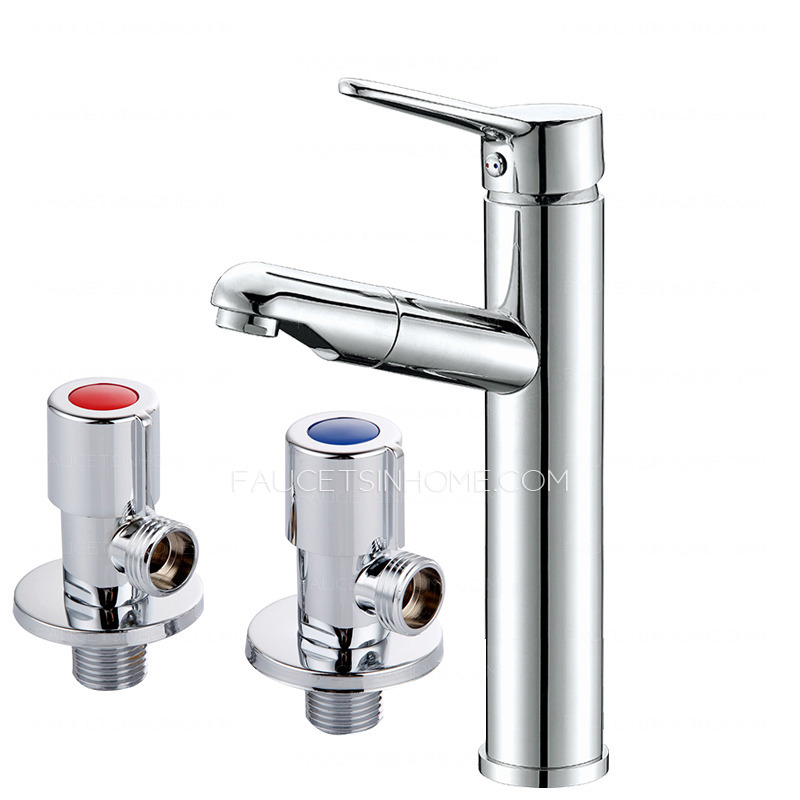 High End Pullout Spray Cold Water Bathroom Sink Faucet