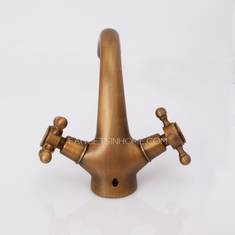 Vintage Short Neck Two Cross handles Bathroom Sink Faucet