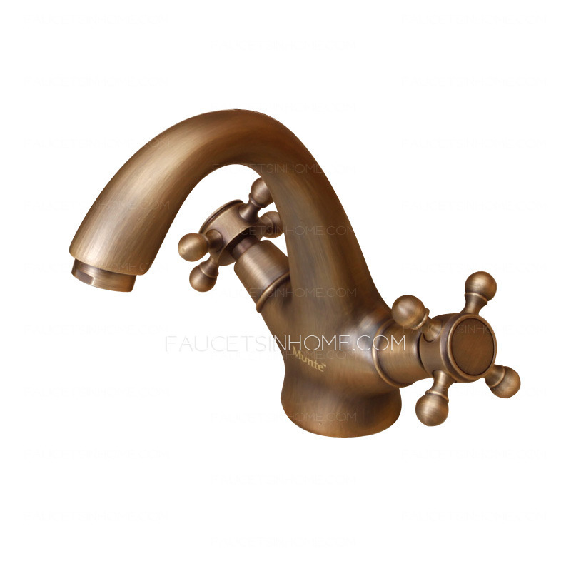 Vintage Short Neck Two Cross handles Bathroom Sink Faucet