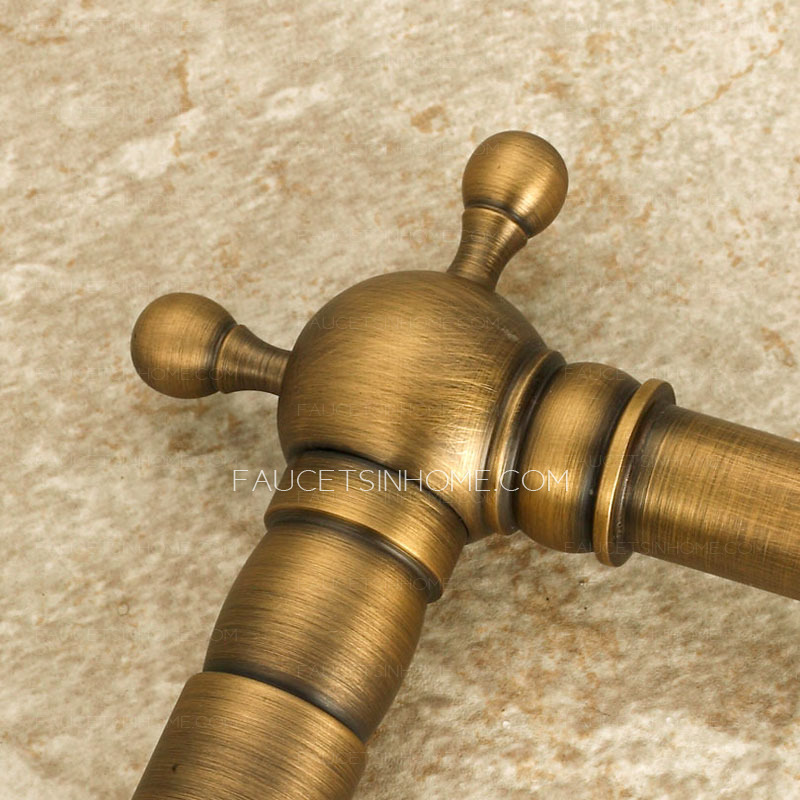 Antique Vessel Two Cross Handles Bathroom Sink Faucet