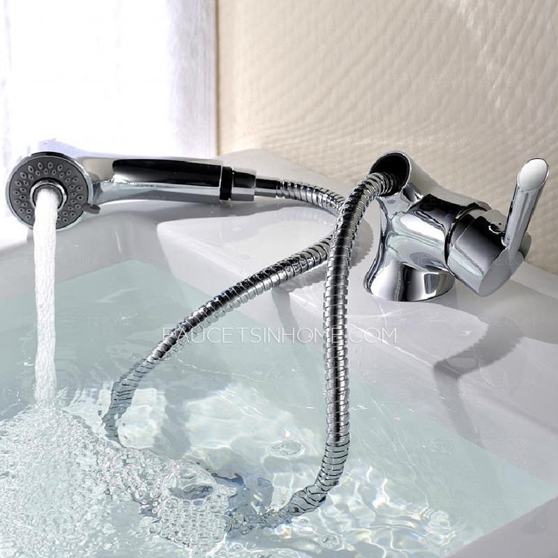 Fashionable Pullout Spray Single Hole Bathroom Sink Faucet