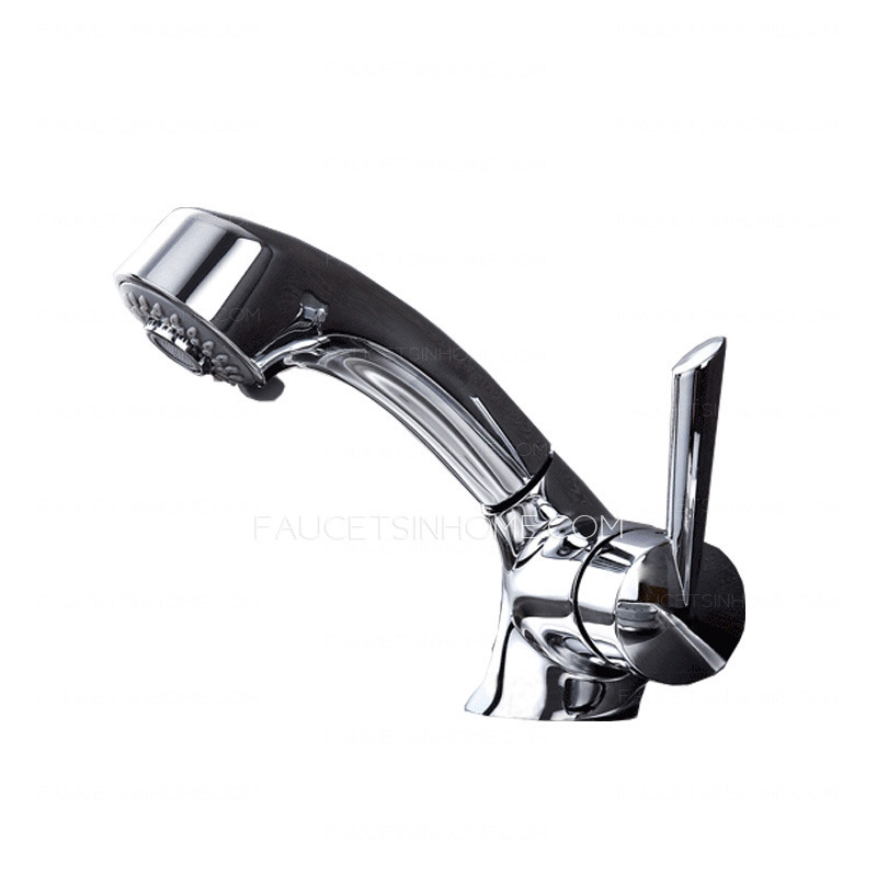 Fashionable Pullout Spray Single Hole Bathroom Sink Faucet