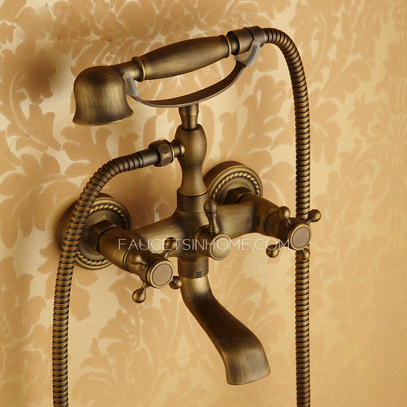 Discount Antique Brass Sitting Type Wall Mount Bathtub Faucet