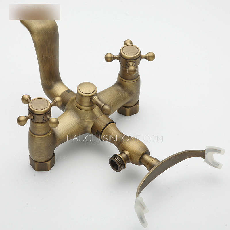 Discount Antique Brass Sitting Type Wall Mount Bathtub Faucet