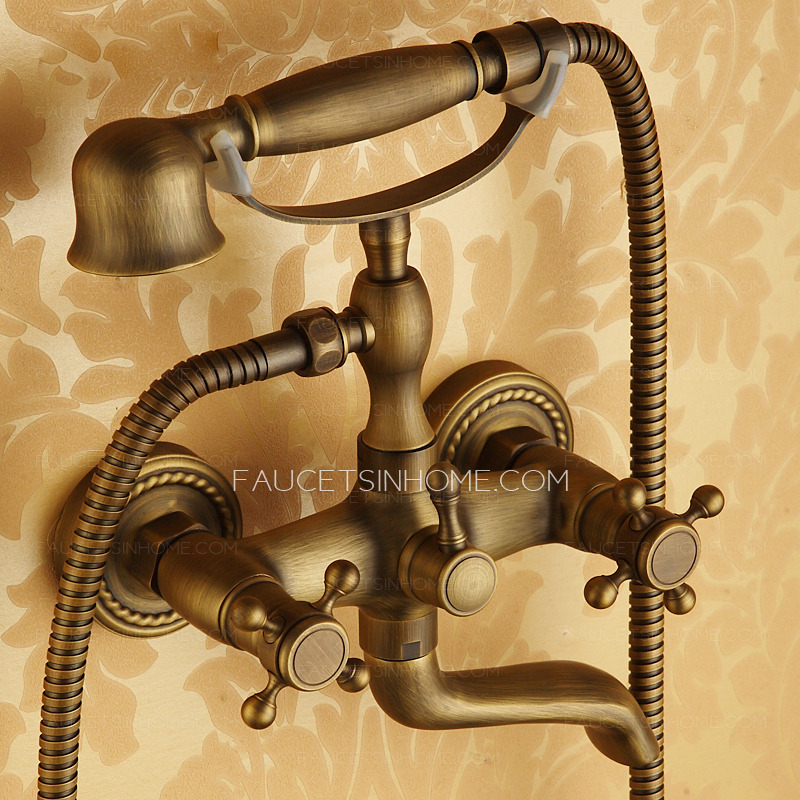 Discount Antique Brass Sitting Type Wall Mount Bathtub Faucet