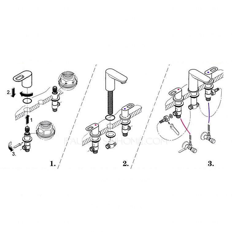 Luxury Split Style Three Set Antique Bathroom Sink Faucet