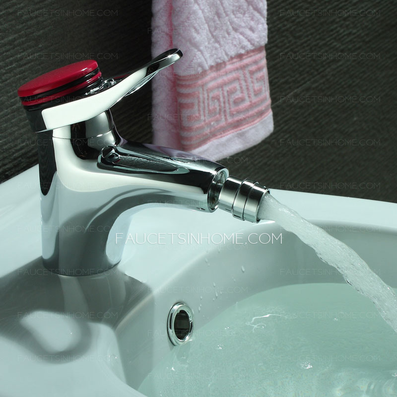 Fashion Red Handle Bidet Faucet With Deck Mounted